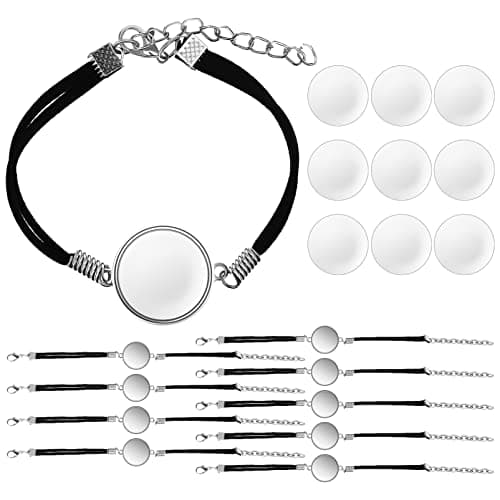 SEWACC 10 Pièces Bracelet Paramètres de Lunette pour La Fabrication de Bijoux Bracelets Vierges Bracelets en Verre Cabochons en Verre Clair Bracelets à Bricoler Soi-Même