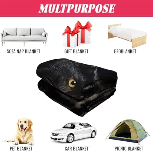 YISUMEI - Couverture polaire douce Chat Noir 150 x 200 cm Plaid Convient pour canapé ou lit