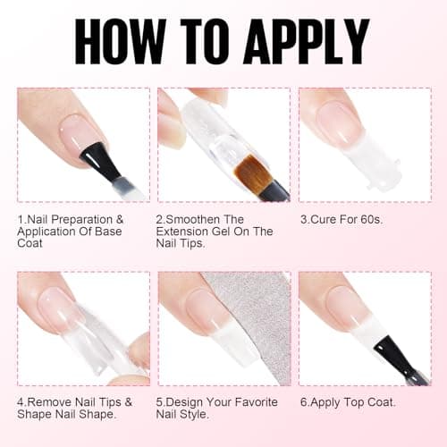 TOMICCA Gel d'Extension Ongles Clear & Light Rose, 2 * 15g Gel de Construction d'Ongles, Protection Acrygel Ongles, Quick Building Poly Extender Gel pour Manucure Nail Art Debutant et professionnel