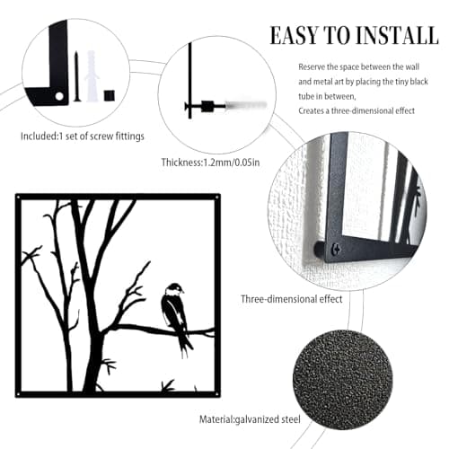 Pduoduo Lot de 4 décorations murales en forme d'arbre en métal pour maison, jardin, salon