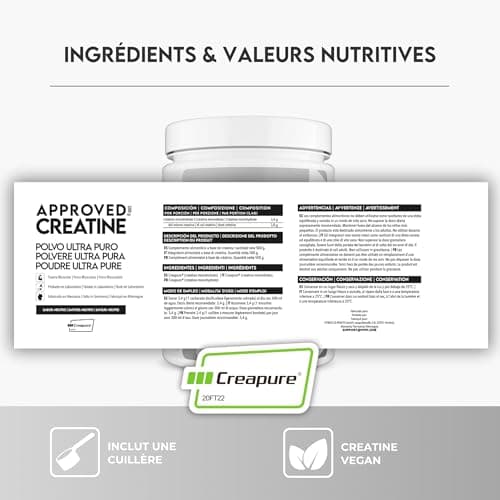 WFN Approved Creatine- Poudre De Créatine Monohydrate Pure-Augmente La Performance-Sans Additifs-500g-146 Portions-Végétalien-Saveur Neutre-Testé En Laboratoire