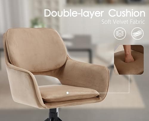 Wahson Chaise Salle a Manger Lot de 2 Chaise de Salle à Manger en Velours avec Accoudoirs Dossier, Chaise de Cuisine Pivotante Chaise de Salon Confortable avec Pied Métal, Marron