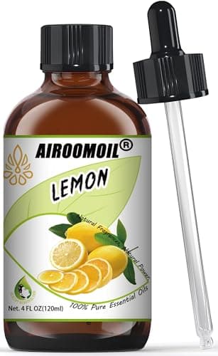 Huile Essentielle Citron Airoomoil Pure Huile de Citron Naturelle Huiles essentielles d'agrumes pour diffuseur d'arôme Cadeau de Noël, Lessive 120 ml