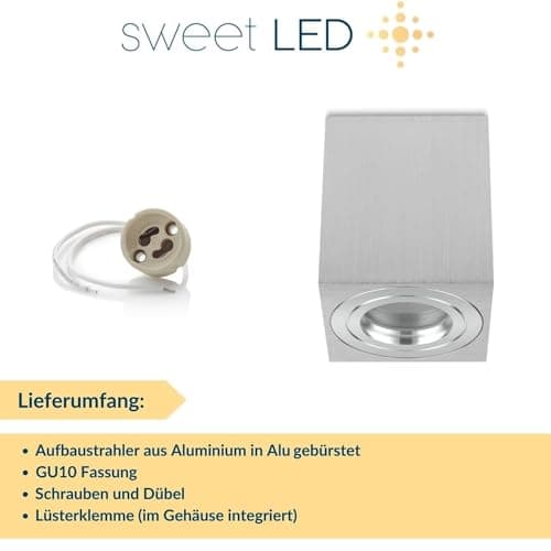 Sweet Led Spot encastrable à anneau argenté IP44 de salle de bain en aluminium pour environnements humides 95 mm hauteur 230 V lampe de plafond GU10 Argenté
