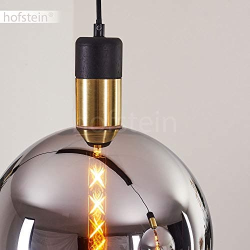 Suspension Tuvalu en métal noir et verre chromé, élégante suspension retro-moderne idéale au dessus d'une table vintage, hauteur max. 160 cm, pour 3 ampoules E27, ampoule(s) non incluse(s)