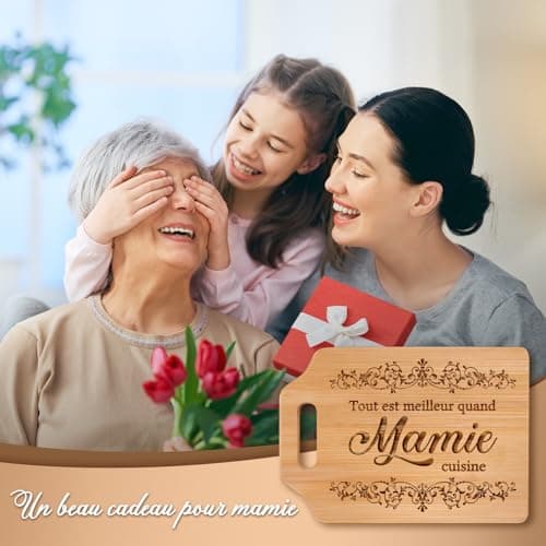 Cadeau Mamie, Cadeau Grand Mere Noel, Planche à Découper en Bambou Gravée, Cadeau Anniversaire Mamie, Idee Cadeau Mamie, Cadeau Grand Mere Cuisine, Cadeau Fete des Grand Mere Original