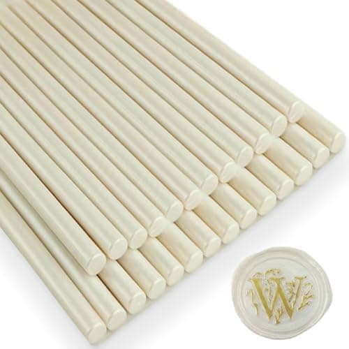 Bâtons de cire, Ioggtser 26 pièces bâtons de cire pour pistolet à colle pour tampon de cire, bâtons de cire pour pistolet à colle, pour invitations (Pearl White)