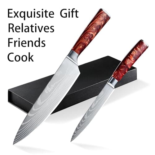 SOSINYA 2 pièces Set Couteau Cuisine Professionnelle:Couteau de Chef 20,5cm & Couteau de cuisine Universel 13cm,Acier Inoxydable Lame Tranchante, Manche Ergonomique Couteaux de cuisine.