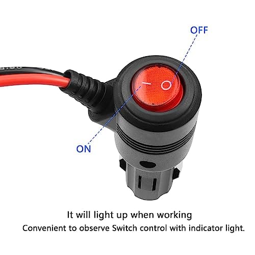 GELRHONR 1 à 3 Prise Allume Cigare Câble D'extension, Rallonge Allume Cigare 3 Prises avec interrupteur, DC 12V 24V Adaptateur Répartiteur Mâle vers Femelle avec fusible 15A, pour Moto & Bateau-30cm