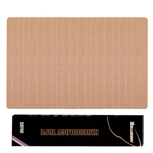 Bande de Kinésiologie Precut (5 cm x 5 m, 20 Bandes),Hypoallergénique, Imperméable et Respirante, Bande de Sport Physio-élastique pour Soulager La Douleur pour Les Muscles(Couleur de Peau)
