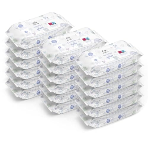 Marque Amazon - Mama Bear Lingettes Pour bébé Sensibles, Sans parfum, 1008 Unité, 18 Lot de 56 lingette