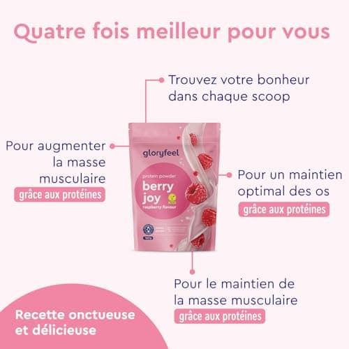 Proteine Vegan 1kg, 22g de Proteine, Goût de Framboise, Poudre de Protéines Végétales Isolate de Pois, Fèves et Tournesol, Augmentation et Croissance Musculaire*, Faible en Sucre, Sans Lactose
