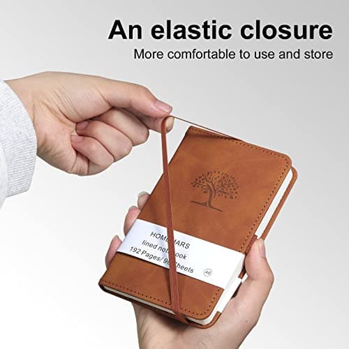 HOMEMARS Carnet de Notes, Petit Carnet, Petit Cahier, 3 Paquet, Cahier de Note, Carnet de Voyage, 14.4 cmx9.6cm, Marron, 192 Pages Chacune, Couverture Rigide, Motif d'arbre en Relief, Cuir végétalien