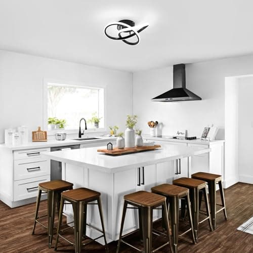 Comely Plafonnier LED Moderne, Luminaire Plafonnier Noir 30W 3375LM, Lampe de Plafond en Forme de Fleur pour Chambre à Coucher, Couloir, Cuisine, Salle de Bain, Lumière Blanche Froide 6500K Dia 30cm