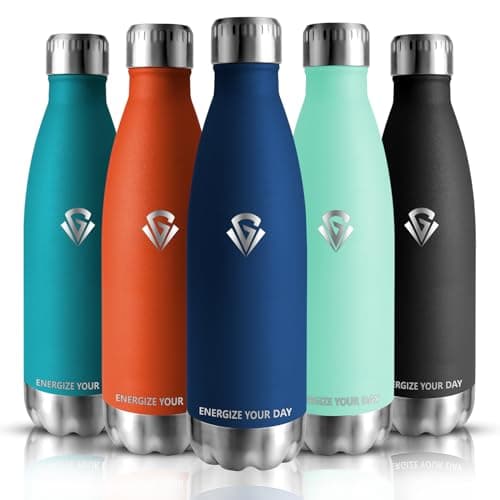 Grsta Gourde - Gourde Isotherme - 500ml - Bouteille Isotherme, sans BPA, Gourde INOX Reutilisable, Gourde Enfant & Adulte pour Sport, école, Bureau, Gym