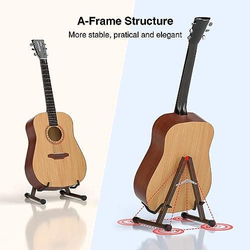 LEKATO Support de guitare électrique avec cadre en A - En bois avec rembourrage en mousse - Pour guitares électriques/acoustiques, basses, banjos, ukulélés, noyer noir