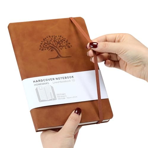 HOMEMARS Carnets et Journaux, Journal intime Adulte, Cahier, Carnet de Notes, Journal, Cahier de Note, Cahier A5, Notebook,Marron Bleu, 100 Feuilles, 100 GSM, Motif Arbre en Gaufrage, Cuir Végétalien