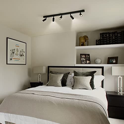 Eofiti Plafonnier LED 5 Spot Orientable Luminaire Plafonnier Noir G9 LED 3W 4000K Blanc Naturel 360LM Moderne Spot LED pour Salon Salle à Manger Cuisine Chambre Couloir Ampoules Incluses