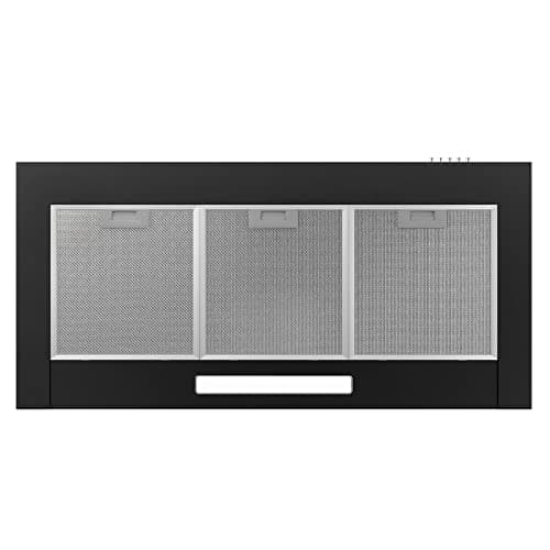 Ciarra CBCB9201 Hotte Aspirante 90 cm - Classe A++ - 370m3/h - 3 Vitesses - Recyclage ou Evacuation - Cheminée Extensible - Filtres à Charbon INCLUS - Noir