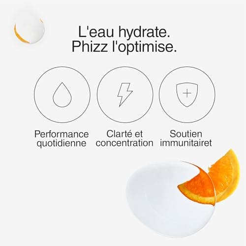 Electrolytes Phizz, Multivitamines & Comprimés d'hydratation - 20 comprimés de réhydratation effervescents - 18 vitamines et minéraux, vitamine C et hypocalorique (60 Comprimés, Orange)