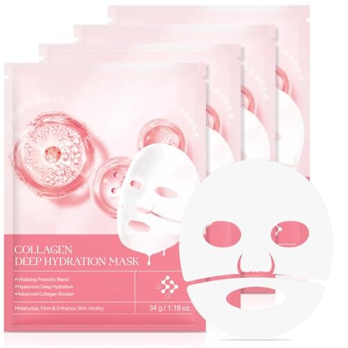 Masque Au Collagène, Masque Collagène, Masque Hydratation Profonde, Hydratation Hyaluronique Profonde, Booster De Collagène Avancé, Réduire Les Rides Et Ridules (Rose 4pcs)