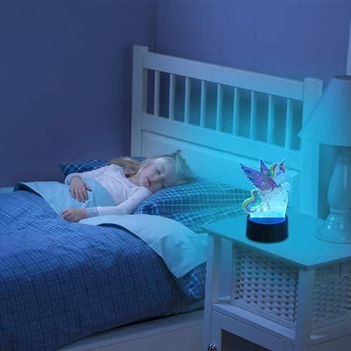 Set de Diamond Painting Lampe, Kit Diamond Painting Créative, Diamond Painting Enfant sur Diamant LED 7 Couleurs, Diamond Painting Licorne pour Cadeau de Vacances, Cadeau D'anniversaire