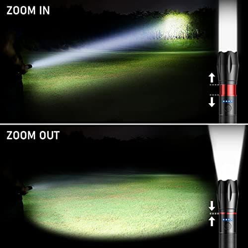 Blukar Lampe Torche LED Rechargeable, 2000L Lampe de Poche Ultra Puissante | IPX6 Étanche, 5 Modes d'éclairage & Zoomable, Torche en Aluminium & Longue Durée pour Camping/Randonnée/Urgence