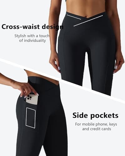 JTSONN Leggings de Sport pour Femmes Taille Haute Long Opaques Pantalons de Yoga avec Poches Collants de Fitness Yoga Gym Course