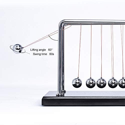 Cerropi - Pendule de Newton à 7 billes - 28 cm, Balance pendant 55 secondes - Base en marbre (Personnalisable)