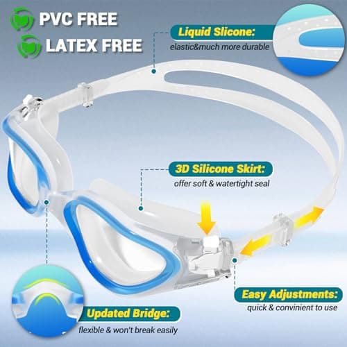Winline Lunettes de Natation Antibuée Anti-fuite Protection UV Clear View,Lunettes Piscine Polarisée/Non Polarisée pour Hommes Femmes Adultes Adolescents