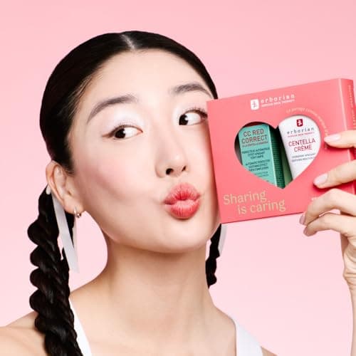 Erborian - Le Duo Anti-rougeurs - Coffret Soin Visage CC Red x Centella Crème - CC Red Correct 15ml + Centella Crème 20ml - Soin Cosmétique Coréen