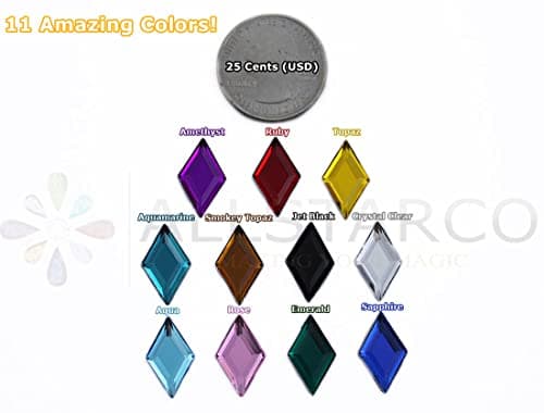 Allstarco 11x18mm Flat Back Diamond Acrylic Rhinestones Plastic Gems for Jewelry Making Costume Jewels Cosplay Embelishments - 35 Pieces (Green Emerald h106)