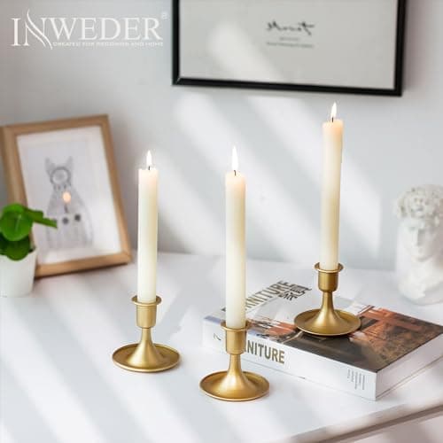 Inweder Bougroir Doré Chandelier Rétro en Or: Lot de 24 Porte-Bougies en Métal Bougeoirs Mariage pour Bougies Conique Perfect pour Centre de Table Noël Fête ou Décoration d'intérieure