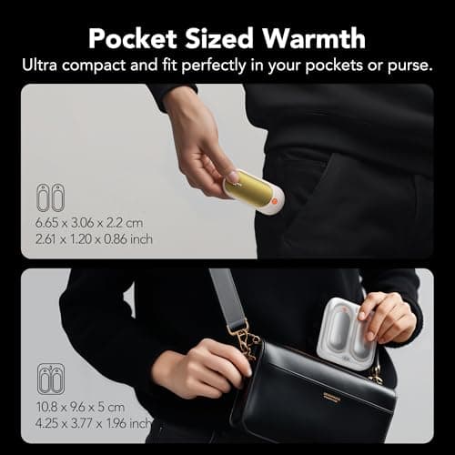 J-BRAUV Lot de 2 Chauffe-Mains Rechargeables à Double Face, 14 000 mAh, sans Fil, 3 Modes, idéal pour Le Golf, Les activités en extérieur et Le Froid (Noir, Taille Poche)
