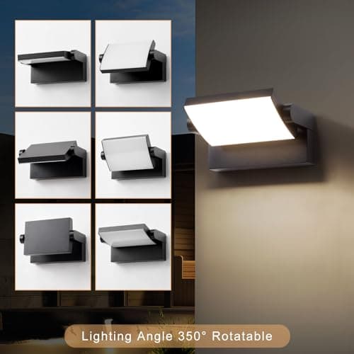 Appliques murales extérieures noires, appliques murales extérieures modernes à LED, résistantes aux intempéries IP54 20W 1100 lumens Lampe murale de sécurité pour porche porte d'entrée, naturel 4000K
