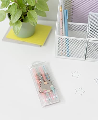 Grupo Erik SSGE001 - Lot de 4 Surligneurs Pastel Pusheen : Rose, Orange, Vert, Bleu - Pointe Large et Pointe Fine- Fournitures Scolaires Kawaii, Papeterie Kawaii