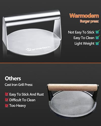 Warmodern Presse à Hamburger, Round Presse à Galettes Antiadhésive en Acier Inoxydable, Ensemble De Presse à Hamburger pour De Délicieux Hamburgers, Galettes, Barbecue