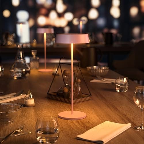 Palmina 901, Led Lampe De Bureau Sans Fil 4400mah, Lampe Rechargeable Usb 4400 Mah, Pour Usage Intérieur/Extérieur Adaptée Pour Dîner, Lecture, Chambre, Jardin Et Bien Plus Encore/Rose