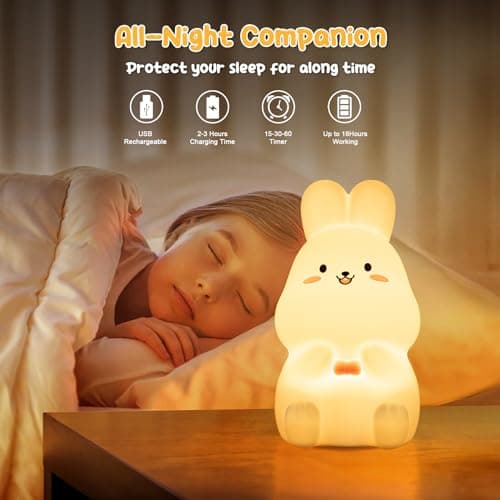 Veilleuse Enfant Bébé 9 Couleurs Veilleuse LED Ours Lampe de Chevet Enfant, Veilleuse USB Rechargeable, Silicone Veilleuse en Pour Cadeau Jouet