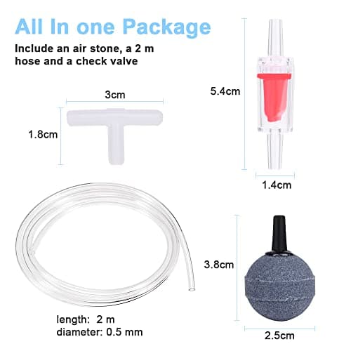 flintronic Pompe à Air Aquarium, 3W /8W Réglable Puissante Double Sortie Bulleur Aquarium pour Aquarium 5 à 300 L Ultra Silencieuse avec 1,5M /2M Tuyau,Pierre à Air,Clapet Anti-Retour et Raccord en T