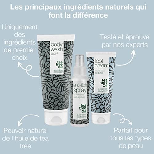 Kit de soins pour les pieds à l'huile d'arbre à thé : gel douche, crème et spray - Soulagement apaisant pour les athlètes, les coureurs et toute personne ayant besoin de soins - Formule hydratante