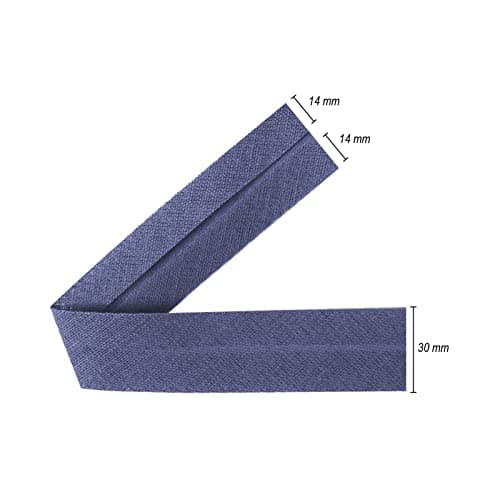 TEXTEX = biais de 30 mm de large. 50 % coton et 50 % polyester. Pièce de 10 m (bleu moyen)