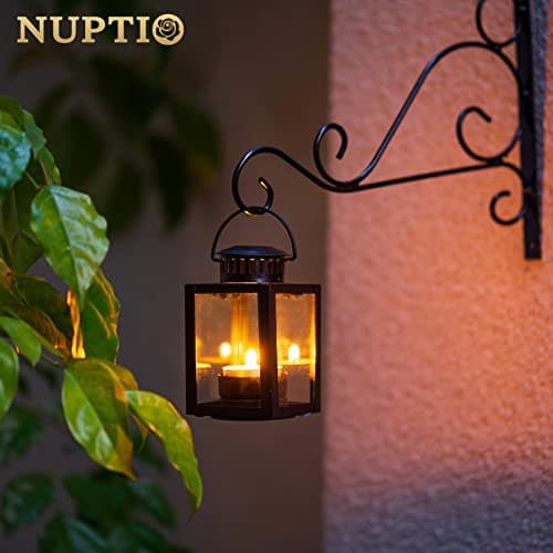 Nuptio Lanternes pour Bougies Lanternes de Jardin, 2 Pièces Suspendues Petites Lanternes pour Bougie Chauffe-Plat, Bougeoirs Bougie Noire pour Les Événement de Plein Air en Intérieur