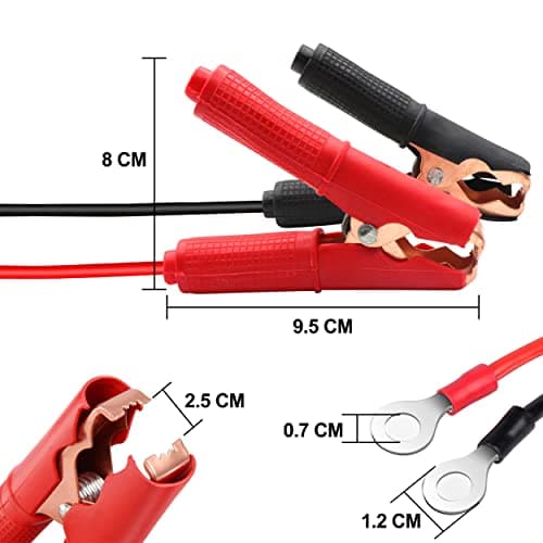 HuaLiSiJi Pince Crocodile Batterie 12V 24V avec Fusible Pinces Crocodiles Voiture Pince pour Cable Batterie 30A 14AWG, for Automotive Battery Other Equipment (1.5m)