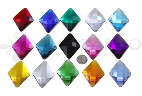 Allstarco Lot de 2 grands strass en acrylique à dos plat pour loisirs créatifs et décoration - 67 x 48 mm (rose fuchsia H108)