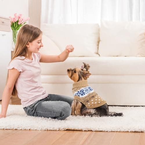 Idepet Chien Pet Pull, Hiver Chaud Chien Chat Cavaliers Vêtements, Confortable Manteau pour Animaux De Compagnie Costume Chiot Jumper Chaton Pull Vêtements pour Petits Chiens Moyens Grands Chats
