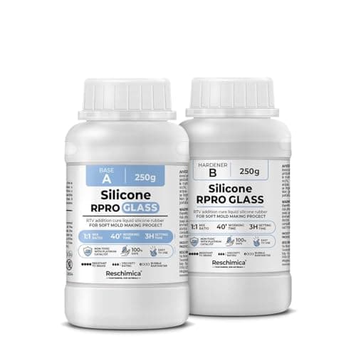 Caoutchouc de Silicone Traslucide 1:1 pour Moulage R Pro Glass, Non Toxique, pour moules durs et Compatible avec Les résines, la Cire, Le plâtre et d'autres matériaux (500 GR)