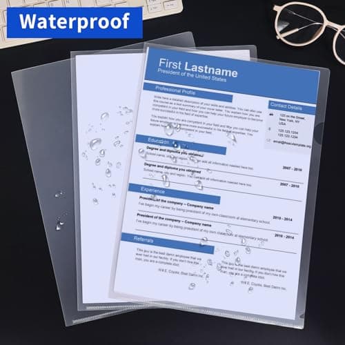 Lot de 40 Chemise Plastique A4 Transparent,Dossiers en Plastique Transparent A4,180 Microns,Pochettes Coins A4 en Polypropylène Pour le Bureau de L'école