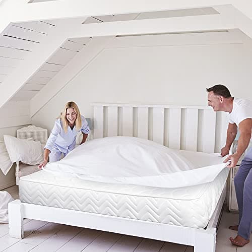 Protège Matelas imperméable 160x200cm, Premium Respirant Housse Matelas, Protège Matelas Bruit Housses, Imperméable Drap Housse (Noir)