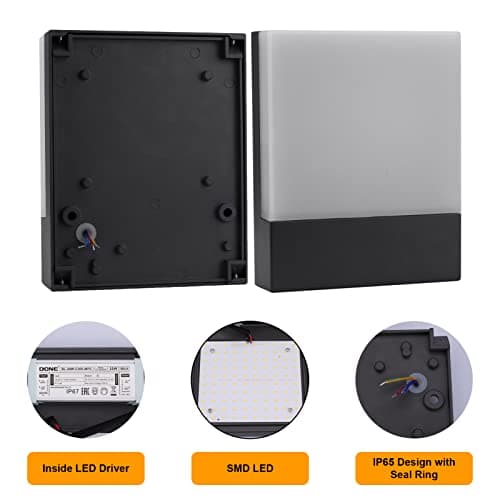 Klighten Lot de 2 24W Lampe Murale LED Interieur/Exterieur, Applique Murale Anthracite Modernes en Aluminium, Éclairage Mural pour Entrée Couloir Escaliers, Blanc Chaud 2700K-3000K, IP65, 1500Lumen
